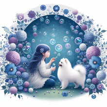 Load image into Gallery viewer, Diamond Painting - Full Round - girl and samoyed dog (30*30CM)
