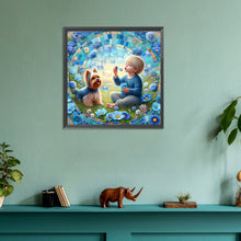 Load image into Gallery viewer, Diamond Painting - Full Round - Boy and dog blowing bubbles (30*30CM)
