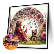 Load image into Gallery viewer, Diamond Painting - Full Round - girl in red dress and dog (30*30CM)
