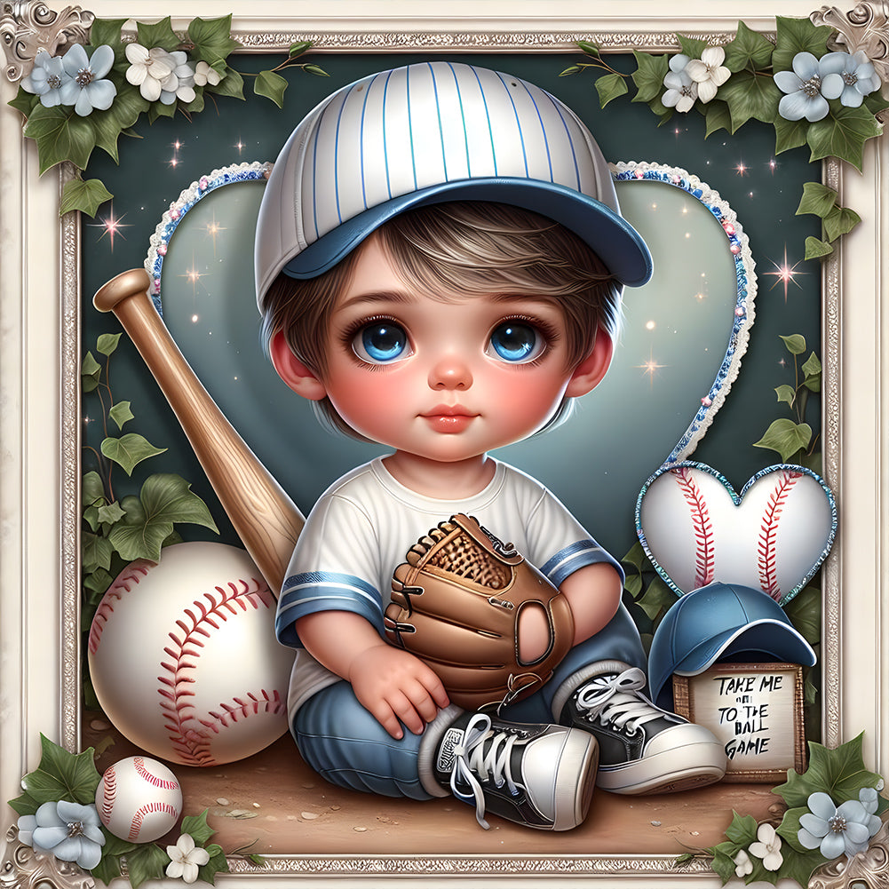 Diamond Painting - Full Round - baseball boy (30*30CM)