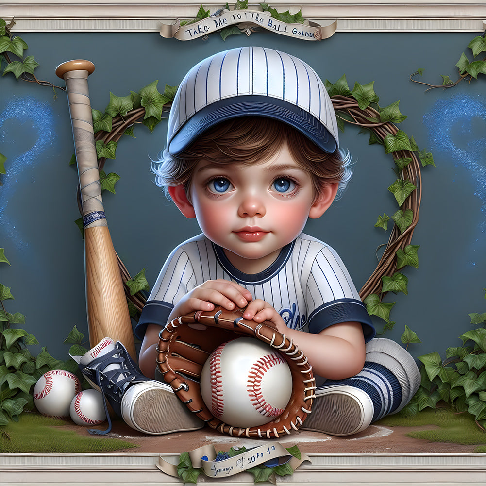 Diamond Painting - Full Round - baseball boy (30*30CM)