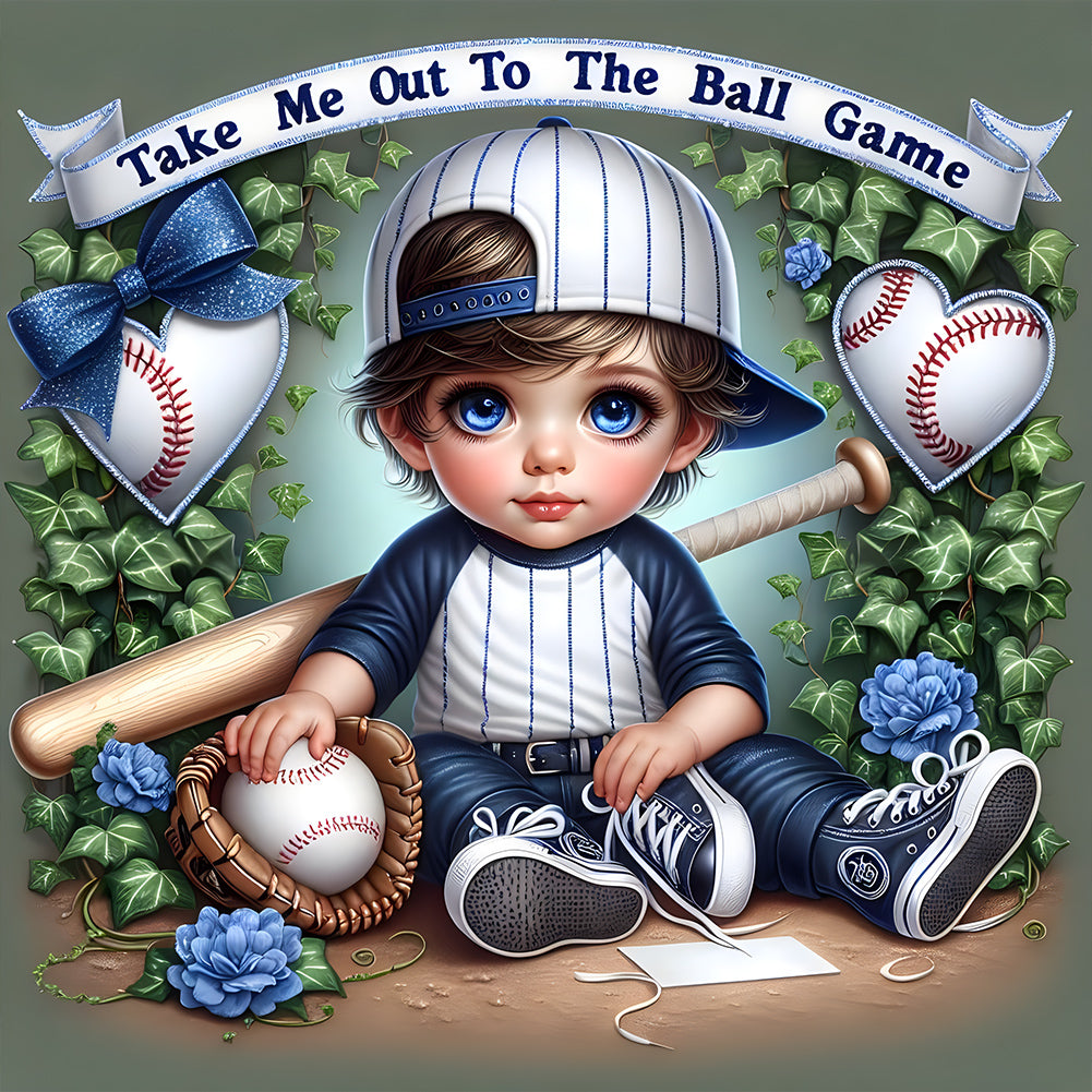 Diamond Painting - Full Round - baseball boy (30*30CM)