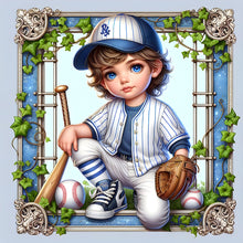 Load image into Gallery viewer, Diamond Painting - Full Round - baseball boy (30*30CM)
