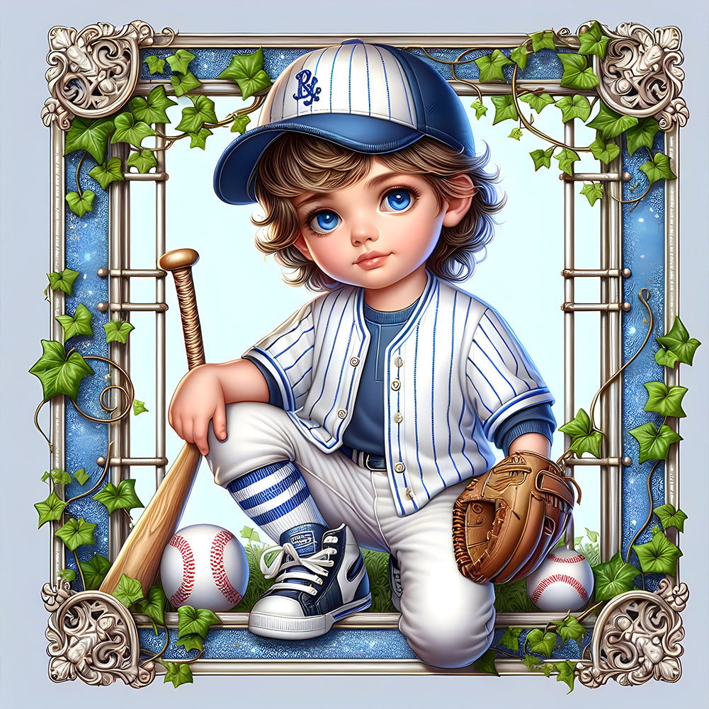 Diamond Painting - Full Round - baseball boy (30*30CM)