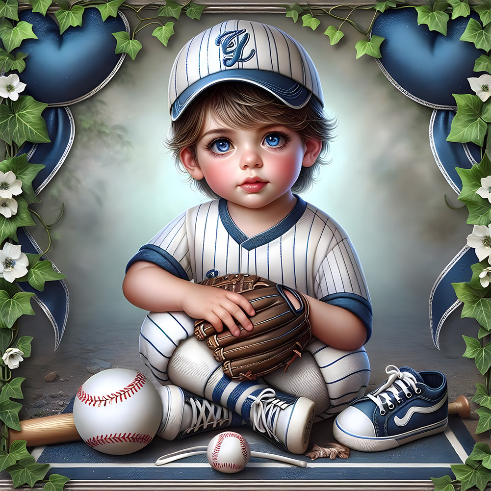 Diamond Painting - Full Round - baseball boy (30*30CM)
