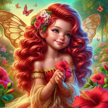 Load image into Gallery viewer, Diamond Painting - Full Round - Red hair butterfly girl (30*30CM)
