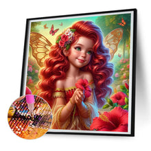 Load image into Gallery viewer, Diamond Painting - Full Round - Red hair butterfly girl (30*30CM)
