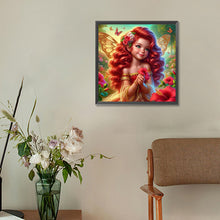 Load image into Gallery viewer, Diamond Painting - Full Round - Red hair butterfly girl (30*30CM)
