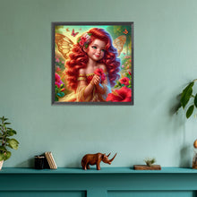 Load image into Gallery viewer, Diamond Painting - Full Round - Red hair butterfly girl (30*30CM)
