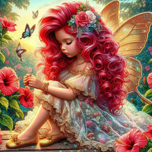Load image into Gallery viewer, Diamond Painting - Full Round - Red hair butterfly girl (30*30CM)
