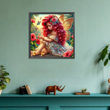 Load image into Gallery viewer, Diamond Painting - Full Round - Red hair butterfly girl (30*30CM)
