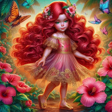 Load image into Gallery viewer, Diamond Painting - Full Round - Red hair butterfly girl (30*30CM)
