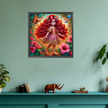 Load image into Gallery viewer, Diamond Painting - Full Round - Red hair butterfly girl (30*30CM)
