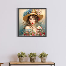 Load image into Gallery viewer, Diamond Painting - Full Round - Girl with gorgeous red lips (40*40CM)
