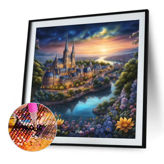 Diamond Painting - Full Round - Classical landscape castle (40*40CM)
