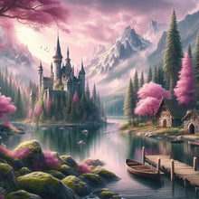 Load image into Gallery viewer, Diamond Painting - Full Round - pink tree landscape castle (40*40CM)
