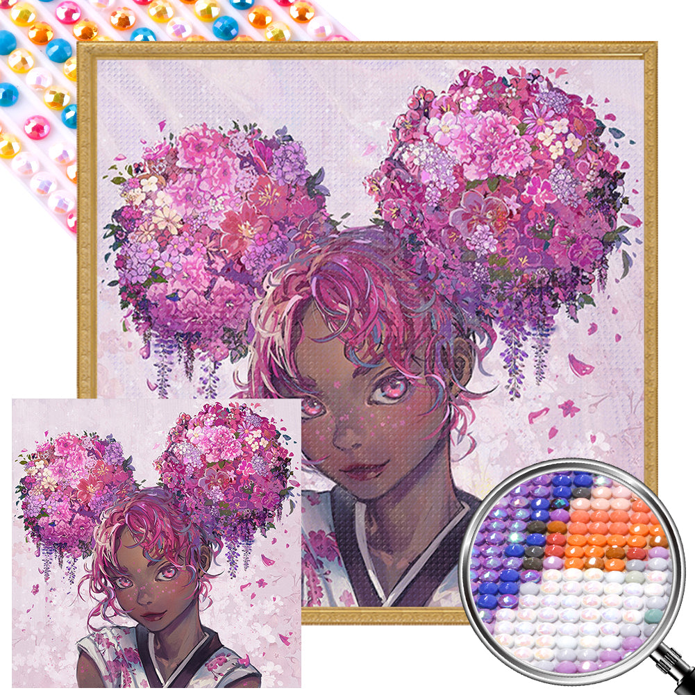 AB Diamond Painting - Full Round - flower girl (40*40CM)