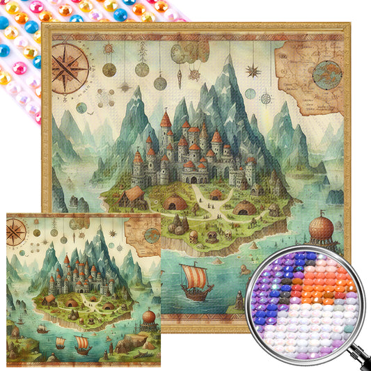 AB Diamond Painting - Full Round - mountain island (40*40CM)