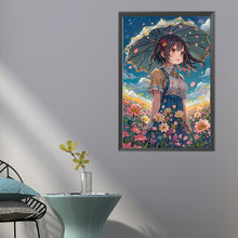 Load image into Gallery viewer, AB Diamond Painting - Full Round - girl holding umbrella in flower field (40*60CM)
