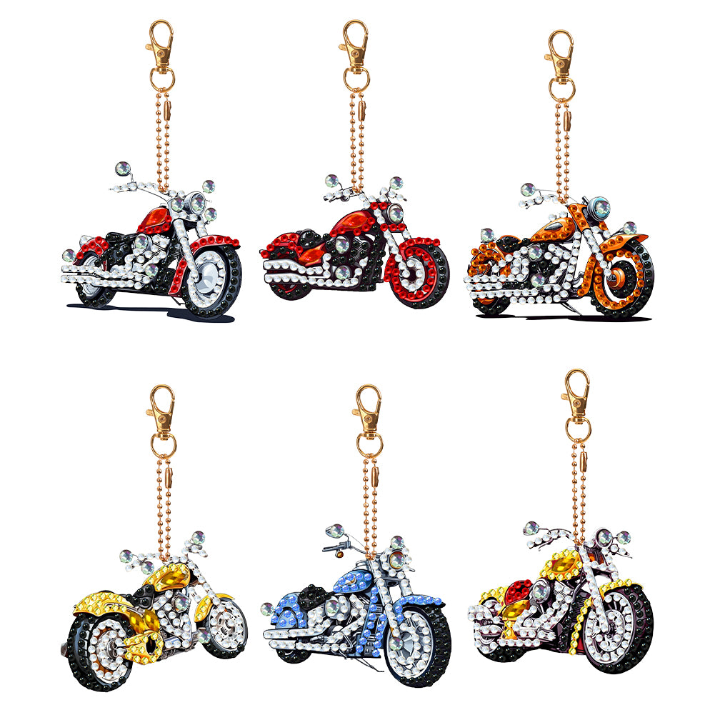 6Pcs Double Sided Special Shaped Cartoon Diamond Painting Keychain for Beginners