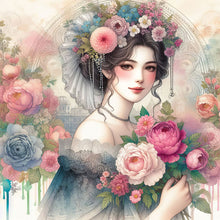 Load image into Gallery viewer, Diamond Painting - Full Round - lady of flowers and plants (40*40CM)
