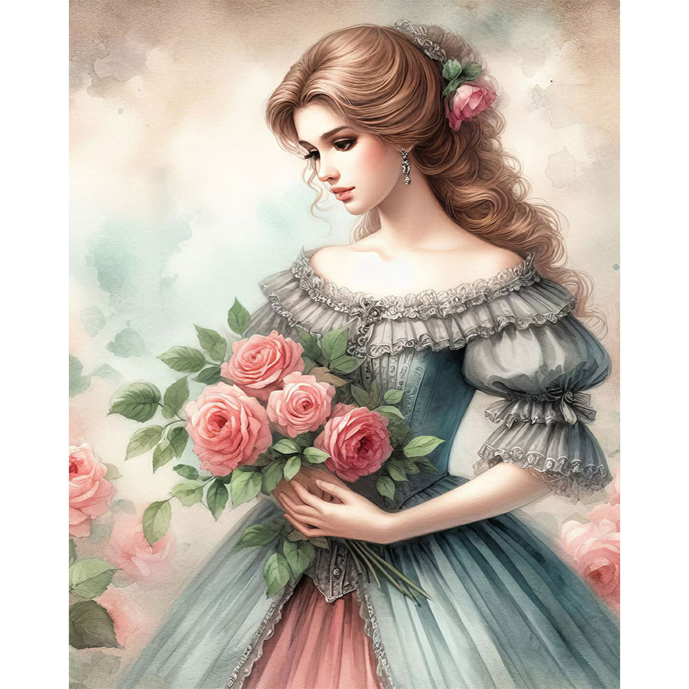 Diamond Painting - Full Round - lady of flowers and plants (40*50CM)