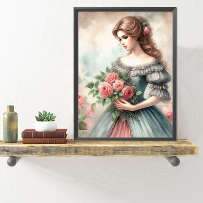 Diamond Painting - Full Round - lady of flowers and plants (40*50CM)
