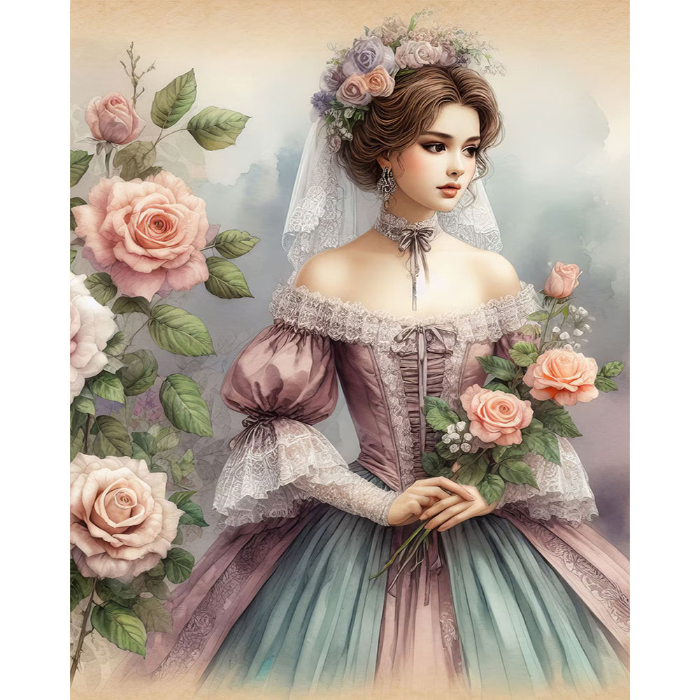 Diamond Painting - Full Round - lady of flowers and plants (40*50CM)