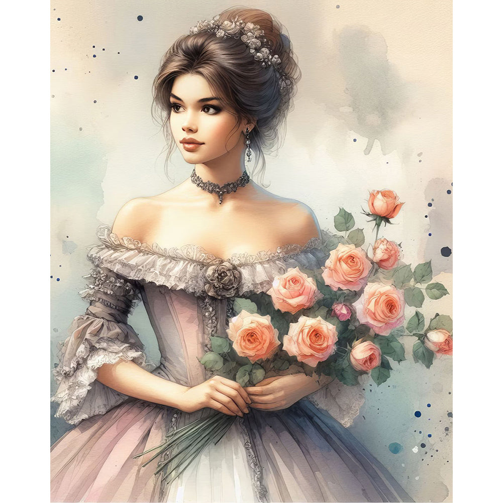 Diamond Painting - Full Round - lady of flowers and plants (40*50CM)