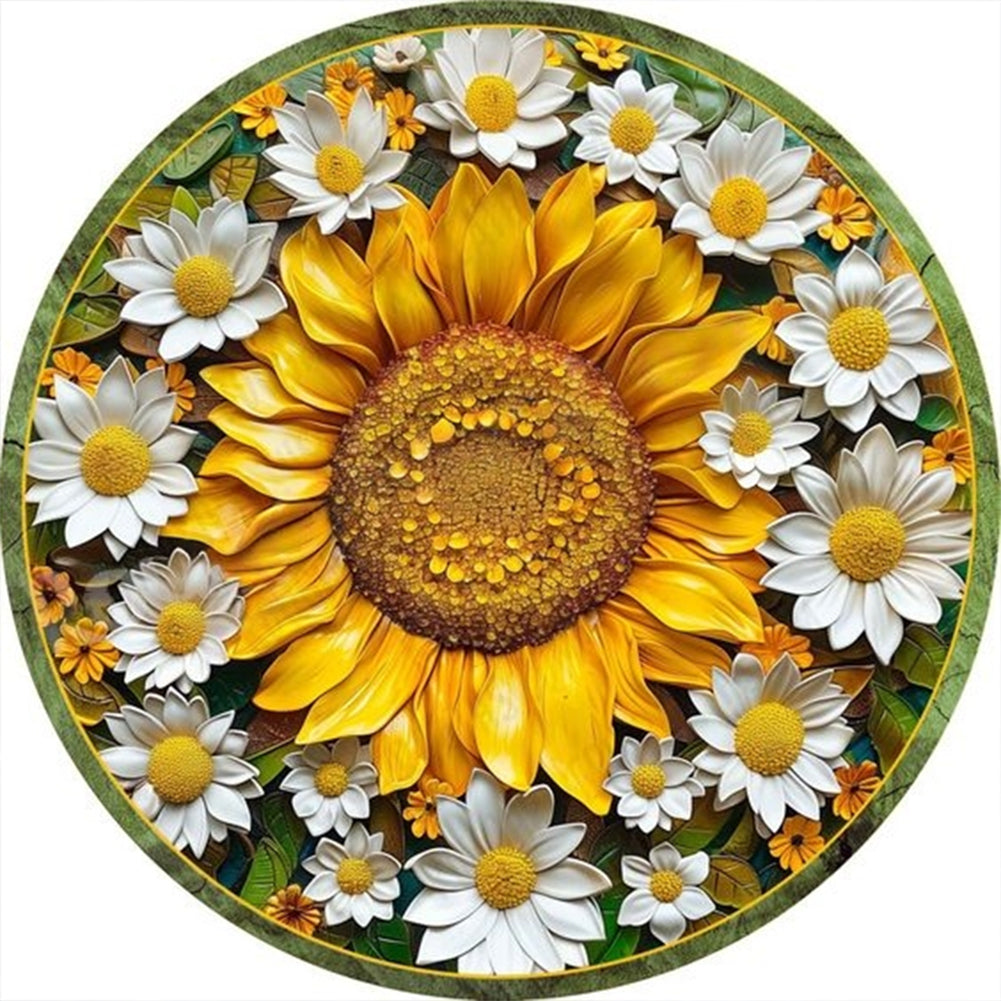 Diamond Painting - Full Round - round sign sunflower (30*30CM)