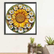 Load image into Gallery viewer, Diamond Painting - Full Round - round sign sunflower (30*30CM)
