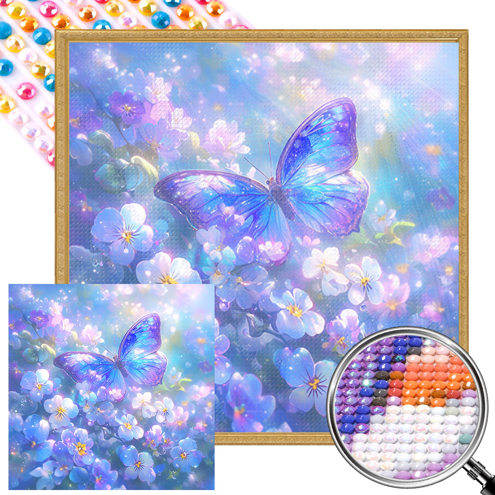 AB Diamond Painting - Full Round - blue butterfly (40*40CM)