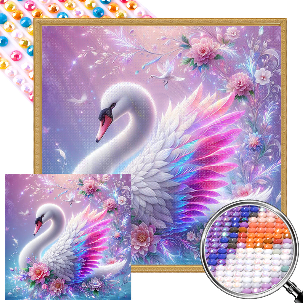 AB Diamond Painting - Full Round - White Swan (40*40CM)
