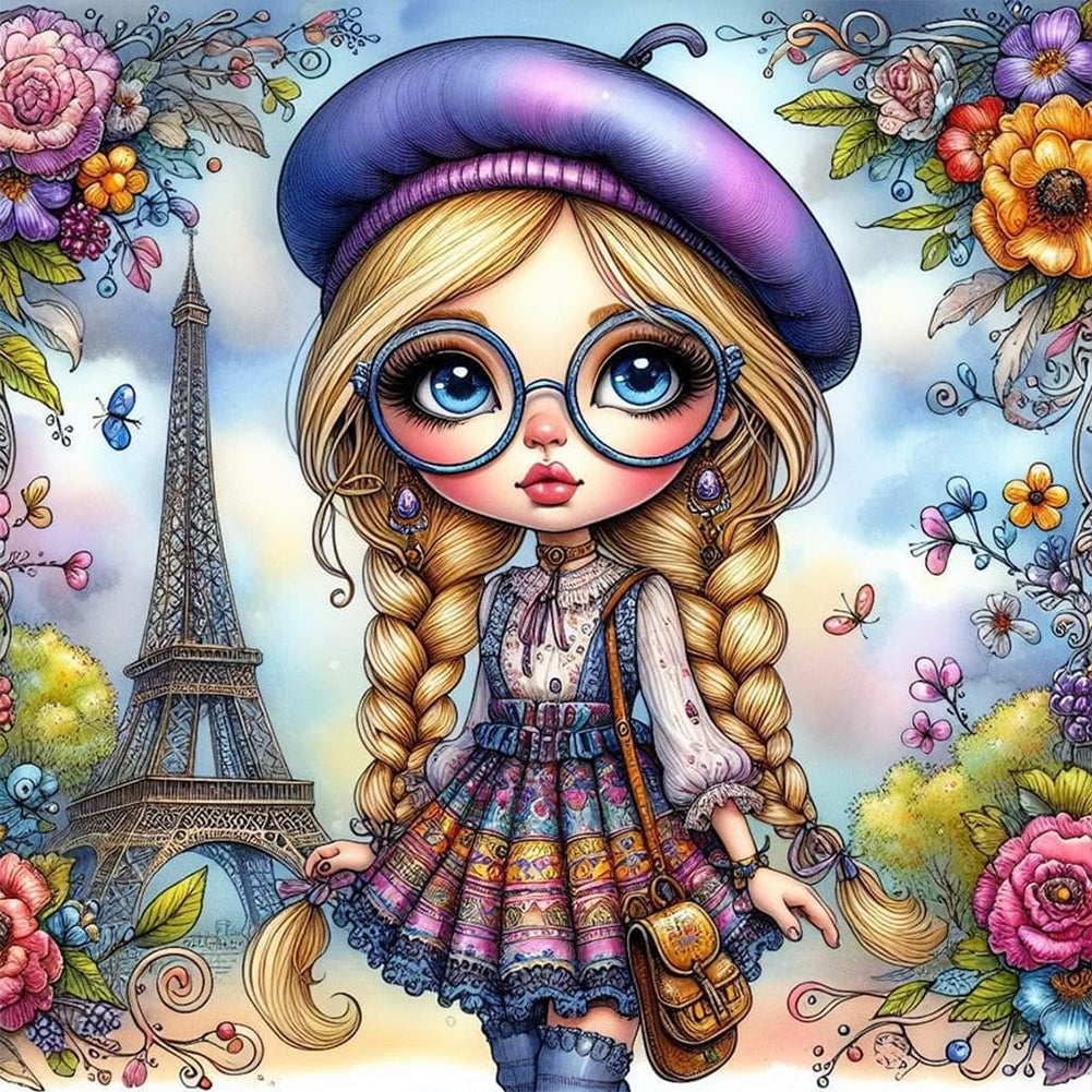 Diamond Painting - Full Round - tourist girl (30*30CM)