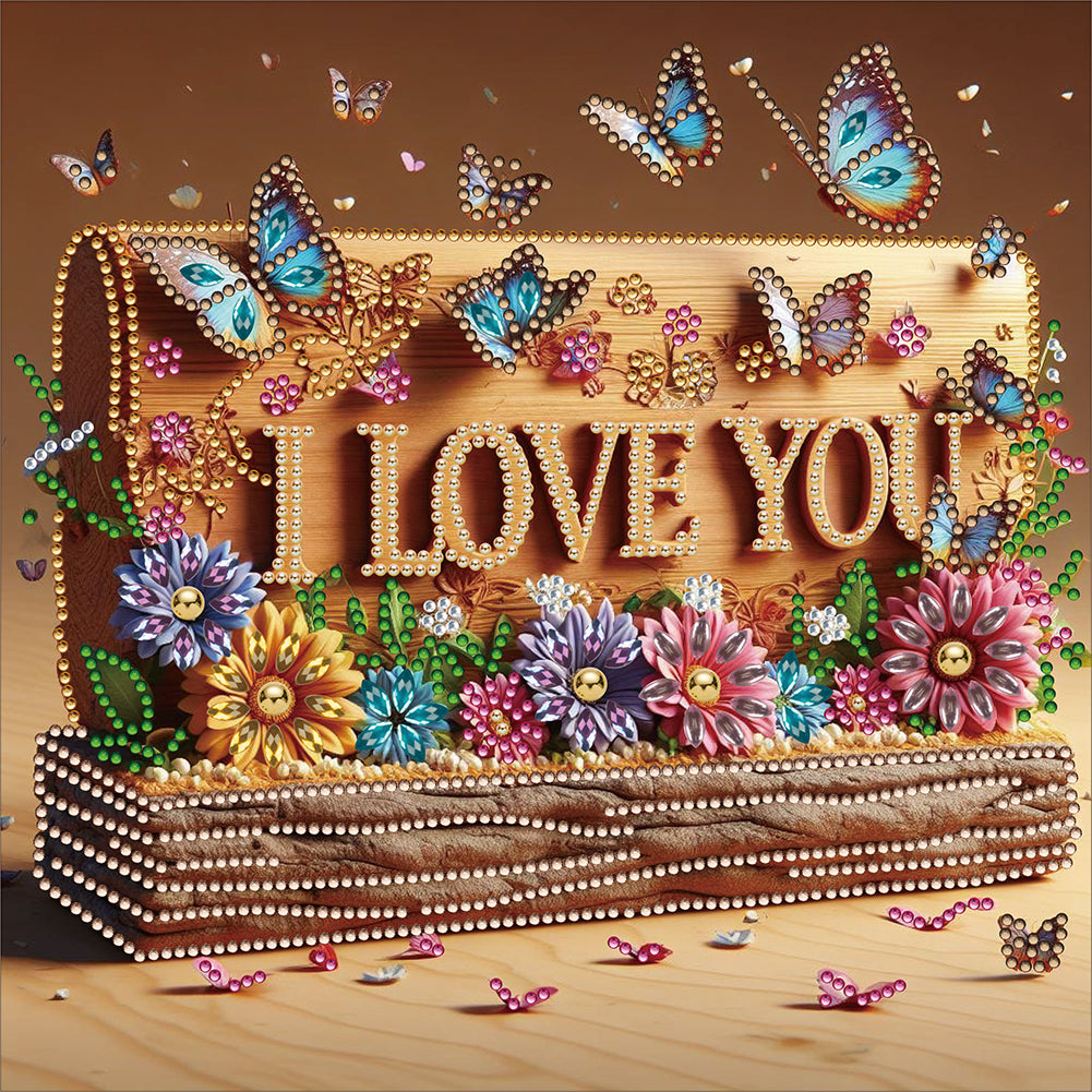 Diamond Painting - Partial Special Shaped - iloveyou calligraphy and painting (30*30CM)