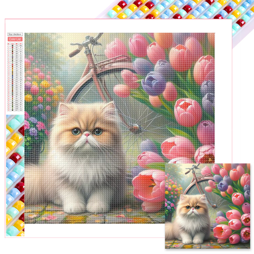 Diamond Painting - Full Square - tulip cat cat (30*30CM)