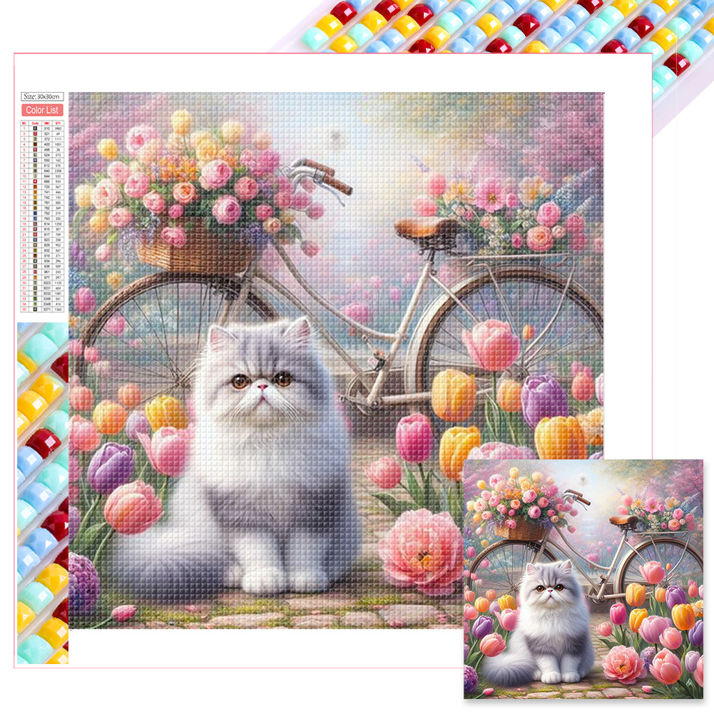 Diamond Painting - Full Square - tulip cat cat (30*30CM)