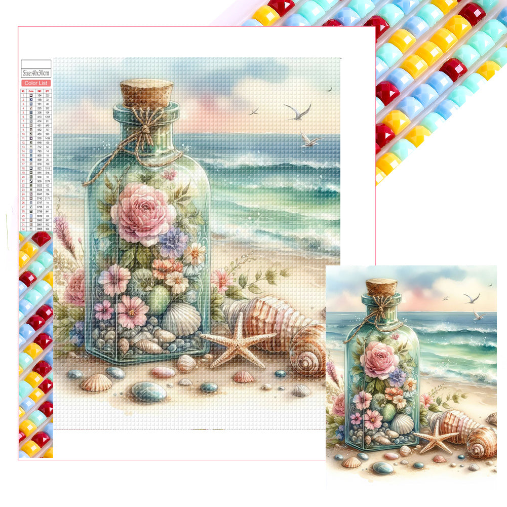 Diamond Painting - Full Square - Stray bottle on the beach (30*40CM)