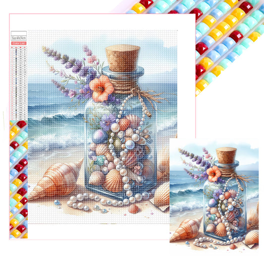 Diamond Painting - Full Square - Stray bottle on the beach (30*40CM)