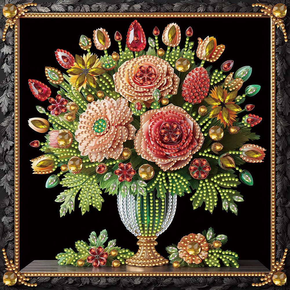 Diamond Painting - Partial Special Shaped - Dark color vase (30*30CM)