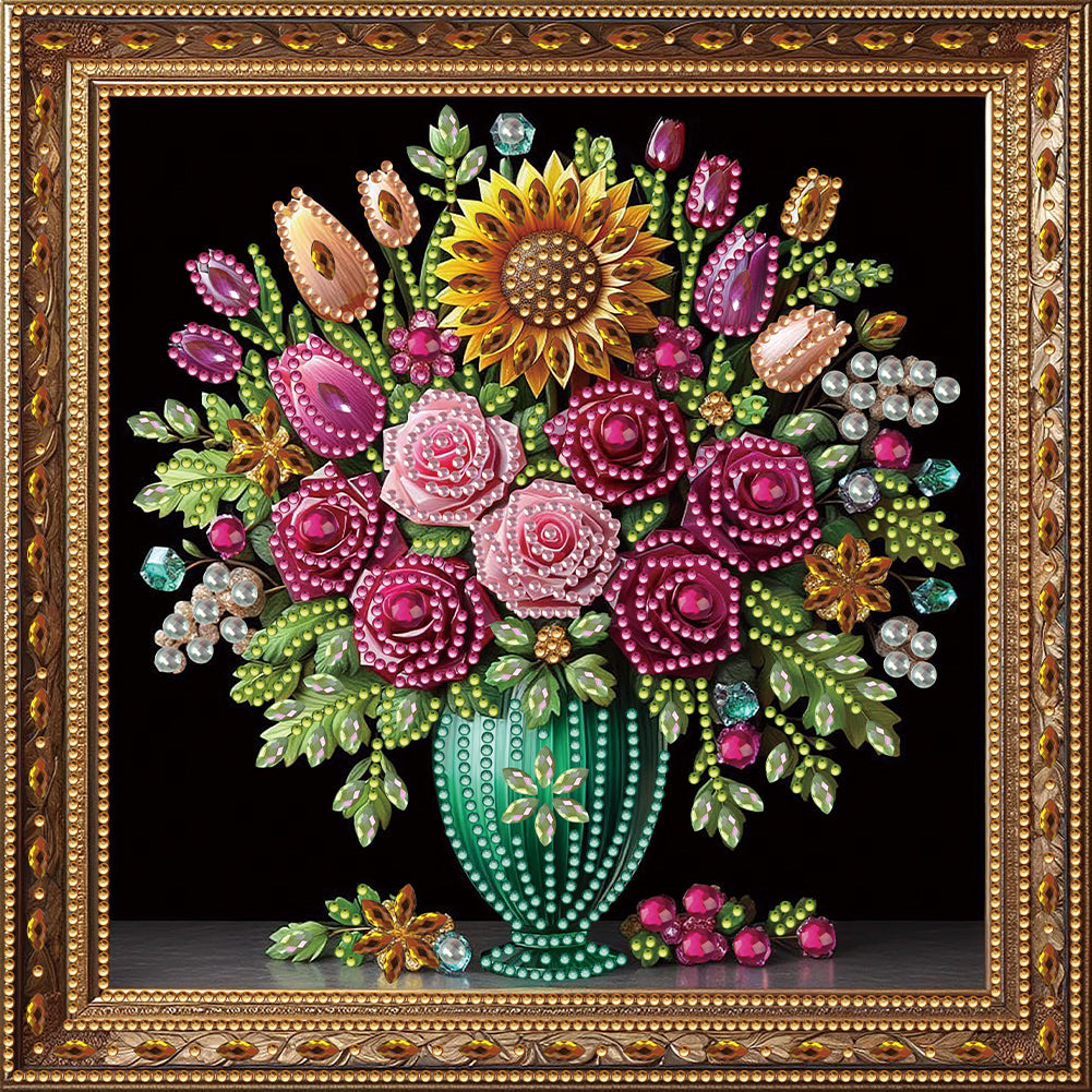 Diamond Painting - Partial Special Shaped - Dark color vase (30*30CM)