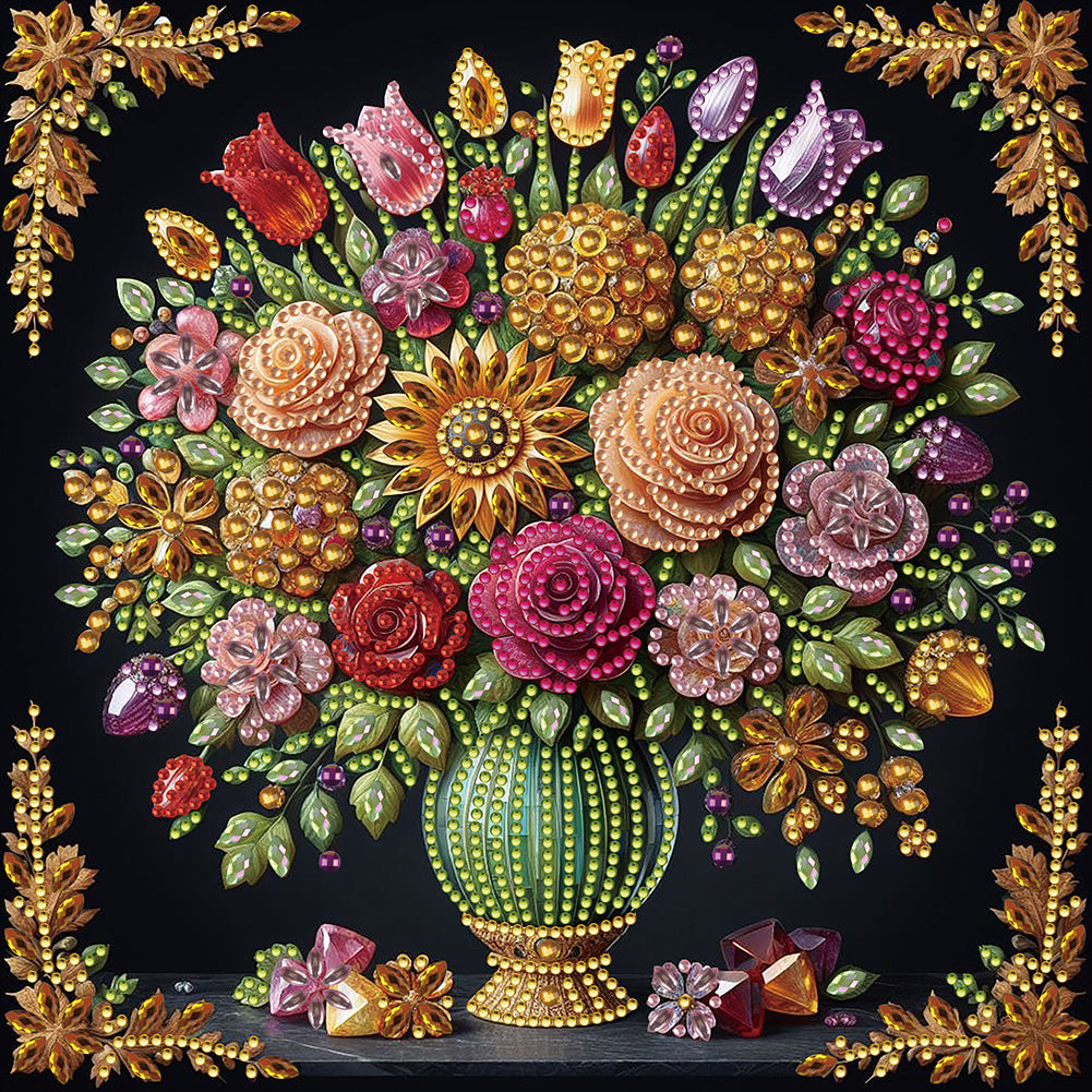 Diamond Painting - Partial Special Shaped - Dark color vase (30*30CM)
