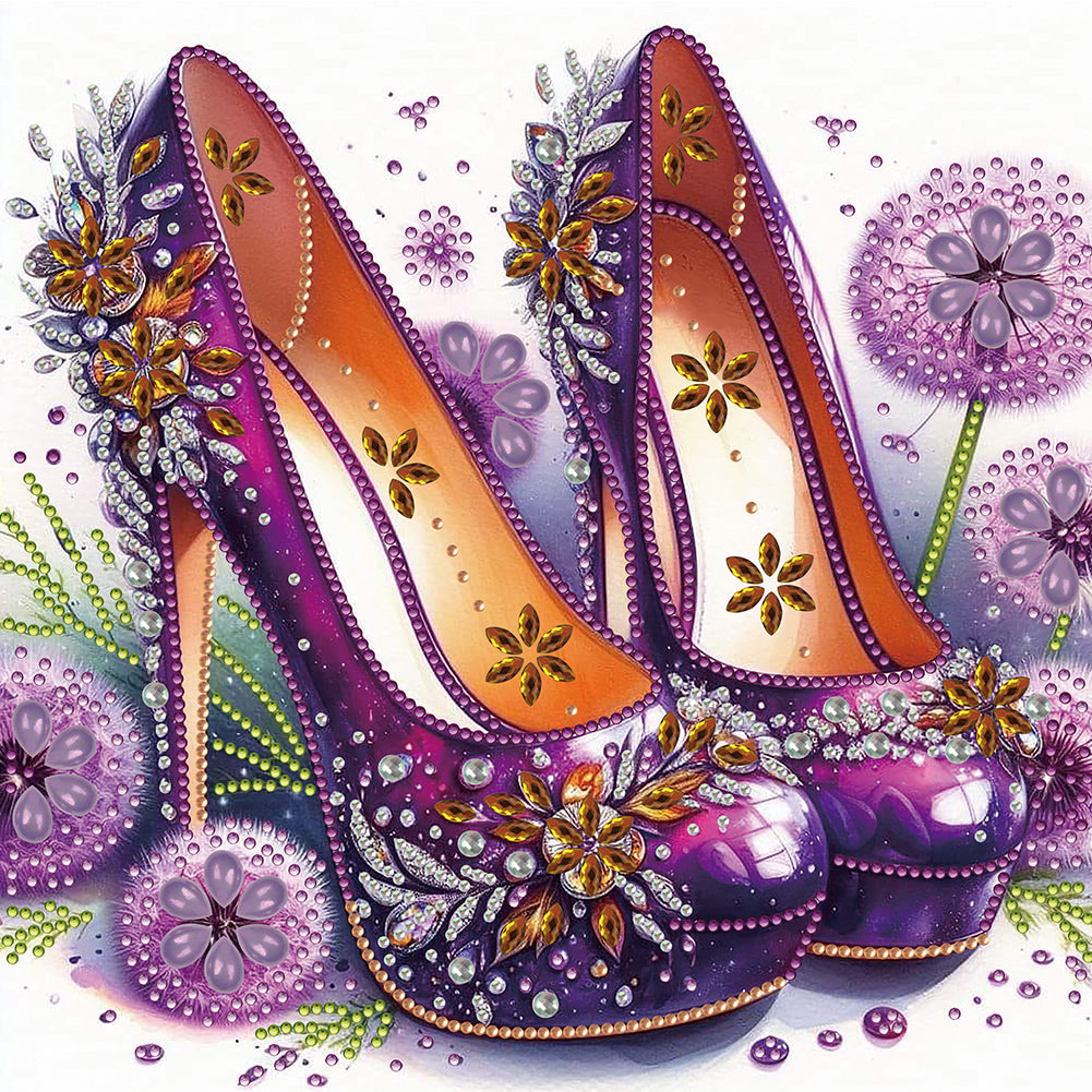 Diamond Painting - Partial Special Shaped - flower high heels (30*30CM)