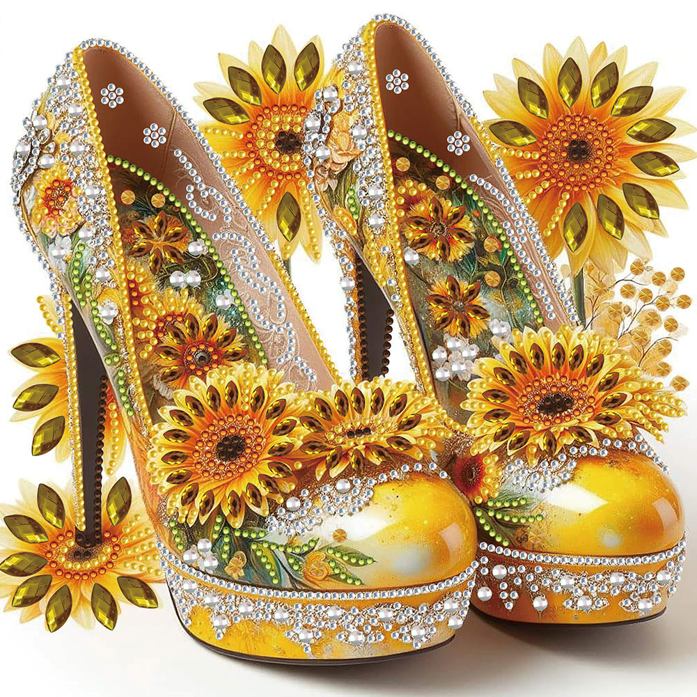 Diamond Painting - Partial Special Shaped - flower high heels (30*30CM)