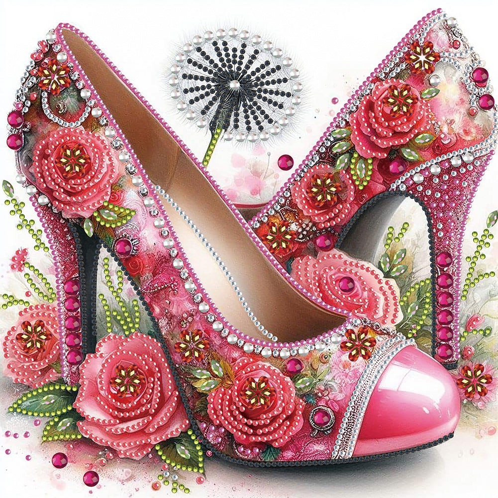 Diamond Painting - Partial Special Shaped - flower high heels (30*30CM)