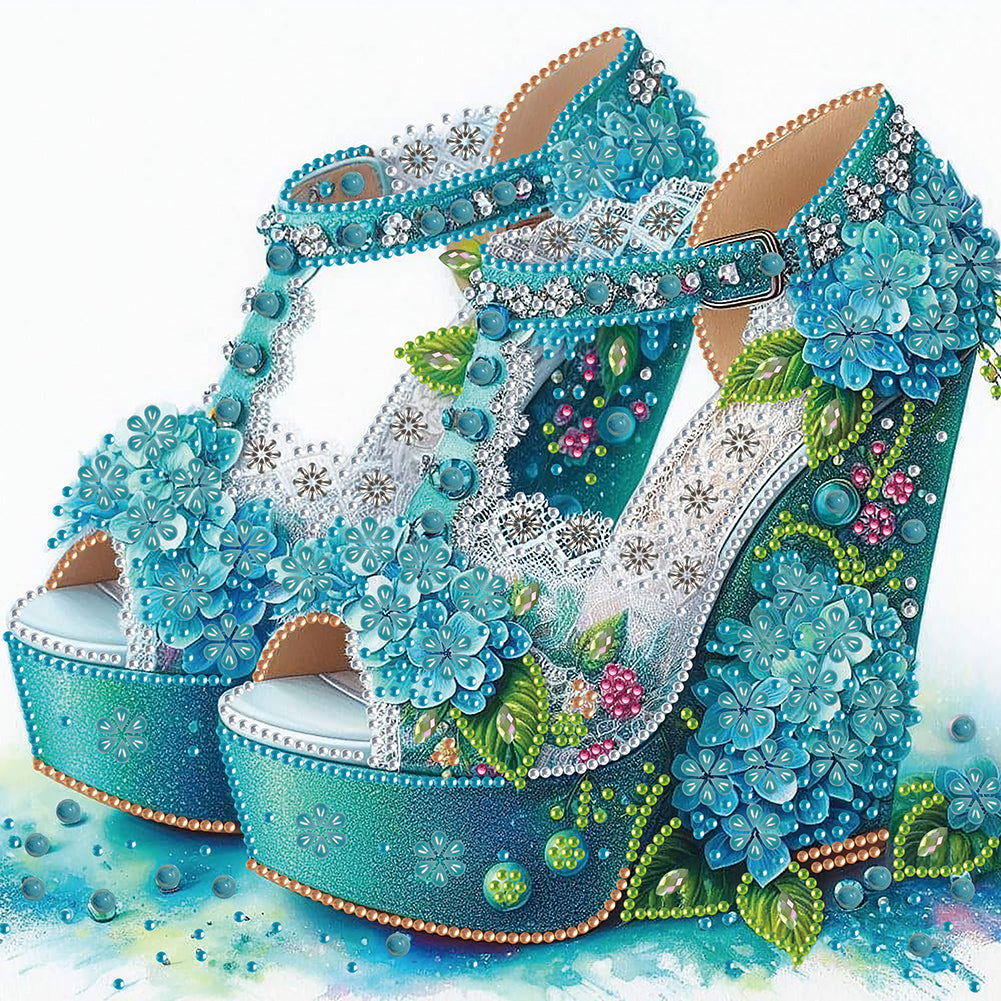 Diamond Painting - Partial Special Shaped - flower high heels (30*30CM)