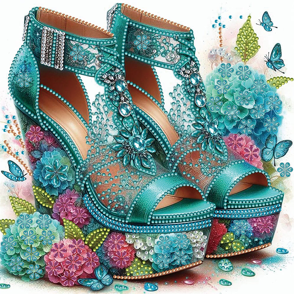 Diamond Painting - Partial Special Shaped - flower high heels (30*30CM)