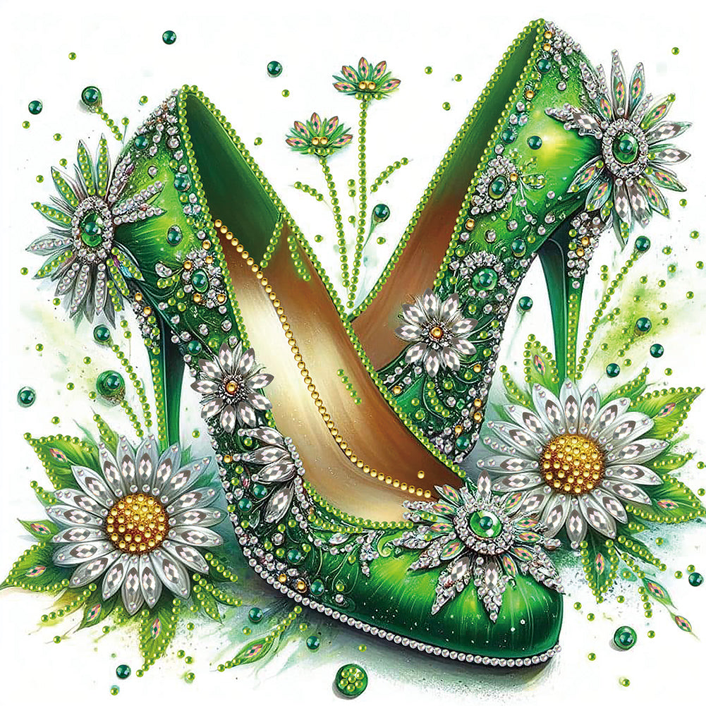 Diamond Painting - Partial Special Shaped - flower high heels (30*30CM)