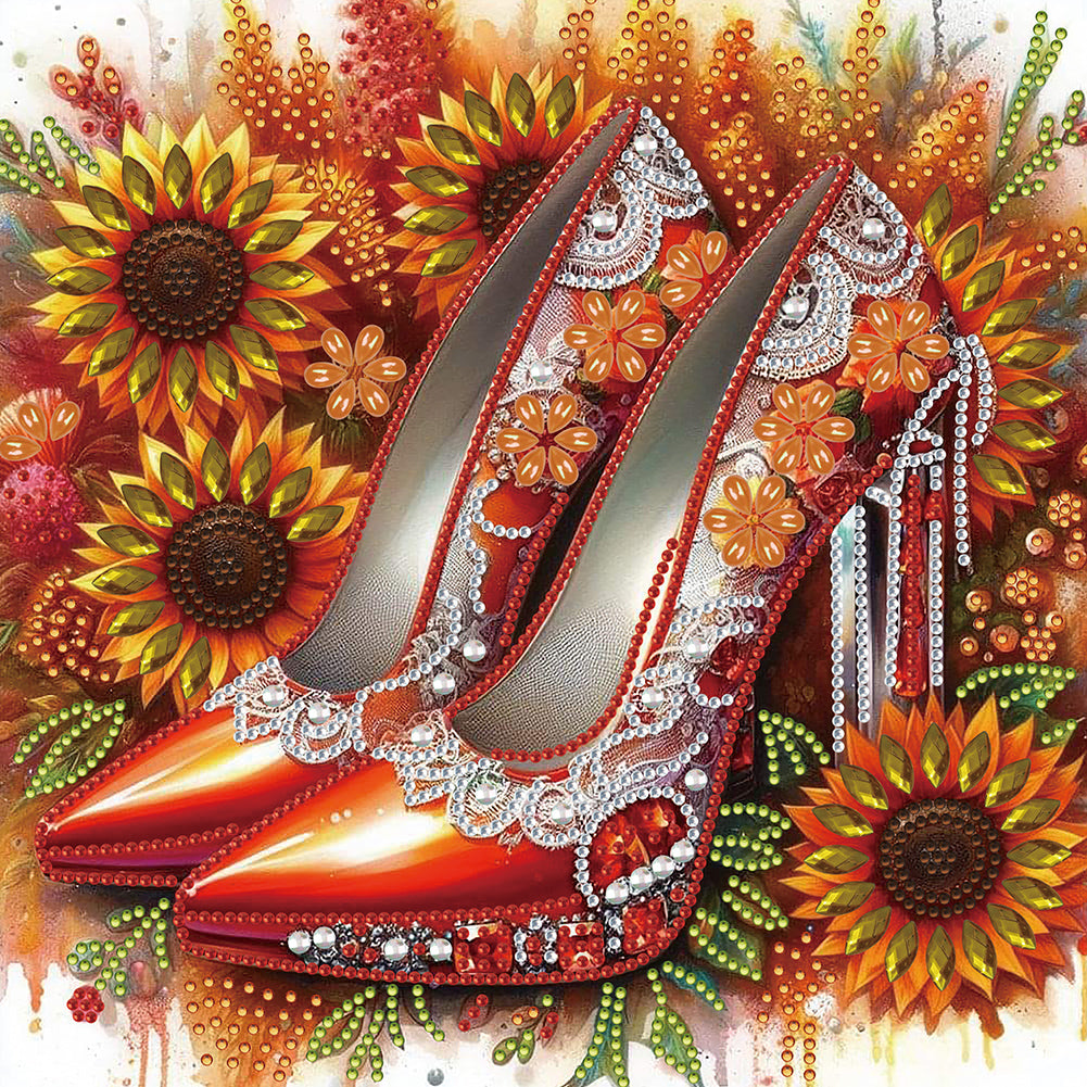 Diamond Painting - Partial Special Shaped - flower high heels (30*30CM)