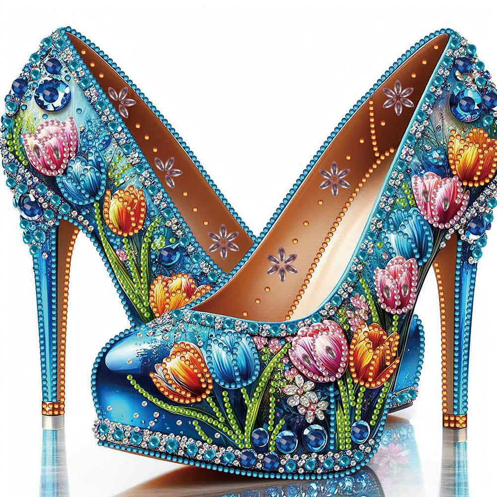 Diamond Painting - Partial Special Shaped - flower high heels (30*30CM)
